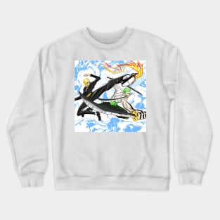 the chef and the swordsman ecopop pirates in anime style Crewneck Sweatshirt